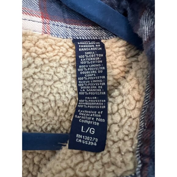 Wrangler Blue Plaid Sherpa Lined Button Down Shacket Men's Size Large - Picture 5 of 12